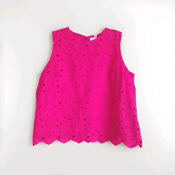Time and Tru Pink Eyelet Embroidered Tank Blouse SZ XXL boho preppy - Picture 1 of 5